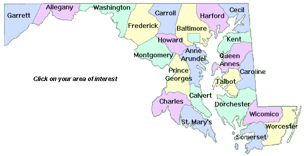 Clickable map of Maryland